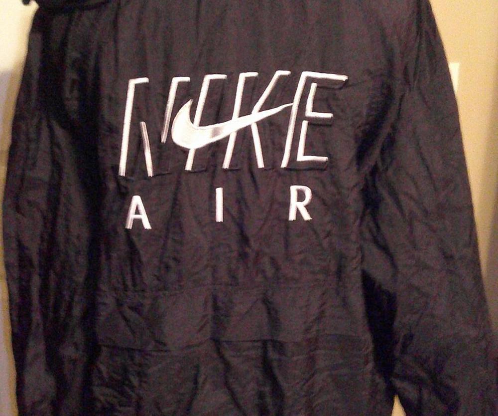 VINTAGE NIKE PREMIER JACKET BLACK SPELLOUT BIG LOGO SIZE MENS L